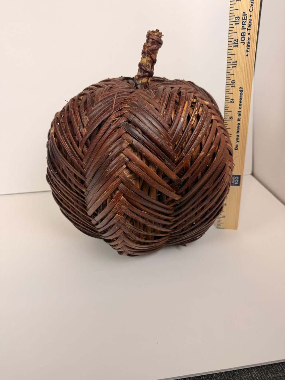 Vtg Heavy Chevron Rattan Pumpkin Halloween Thanksgiving Large Wicker Fall Decor